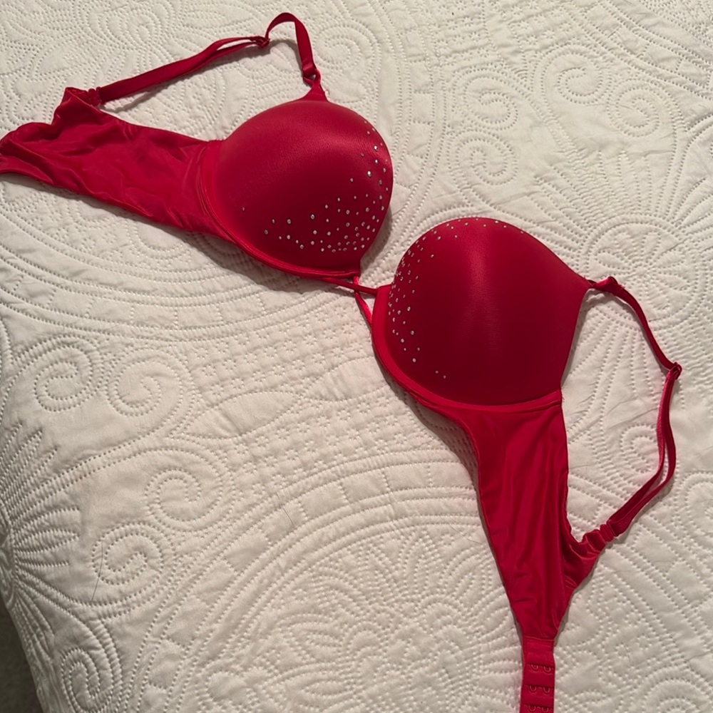 Victoria's Secret Red Bra with Rhinestones
